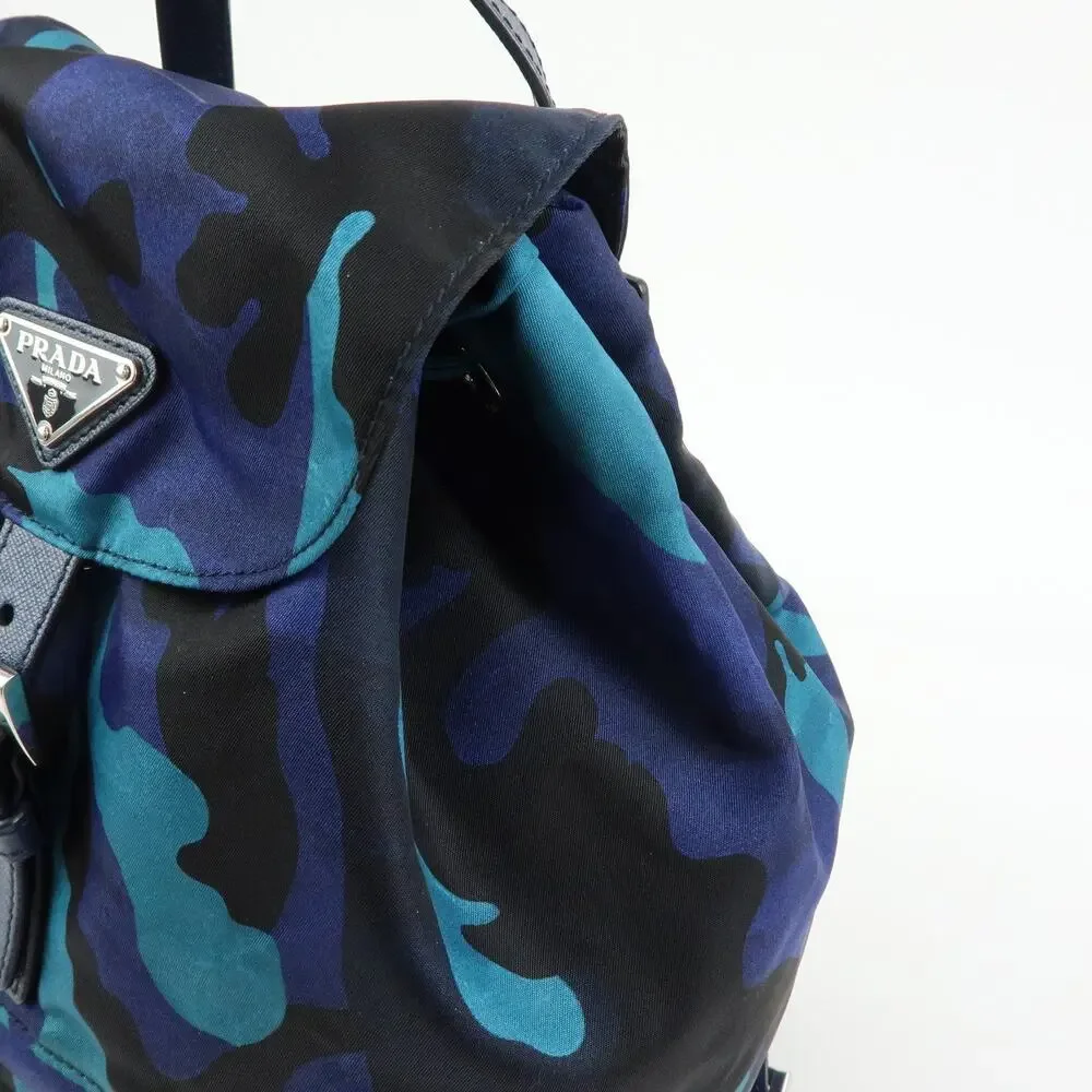 Prada Triangle Logo Nylon Backpack Blue